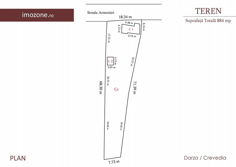 Crevedia - Darza - teren 884mp  utilitati in zona  comision 0% - imozone